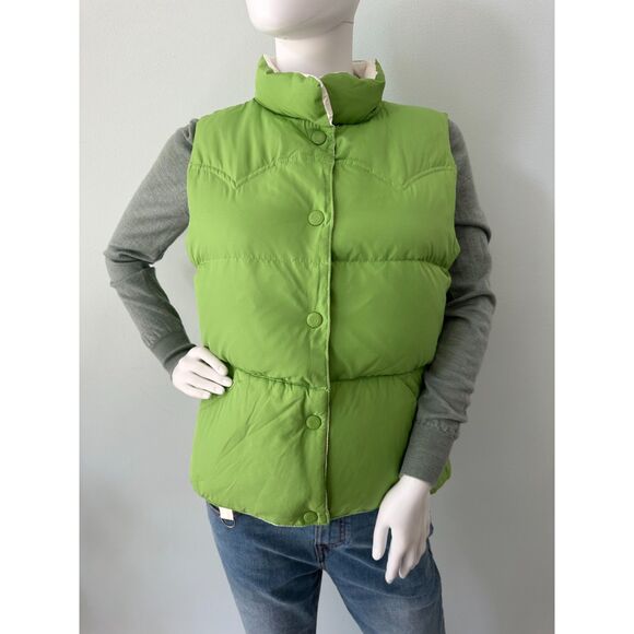 American Eagle Puffer Vest Reversible White Green Quilted Down Outerwear size - Picture 7 of 12